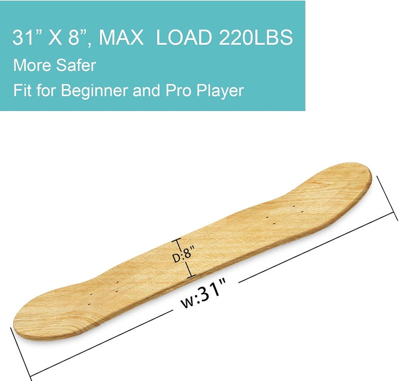 Beipoo 31"x 8" Blank Skateboard Decks,Natural,7-Layer Maple Double Tail Skateboard,Great for Replacement and Art Painting - Image 4
